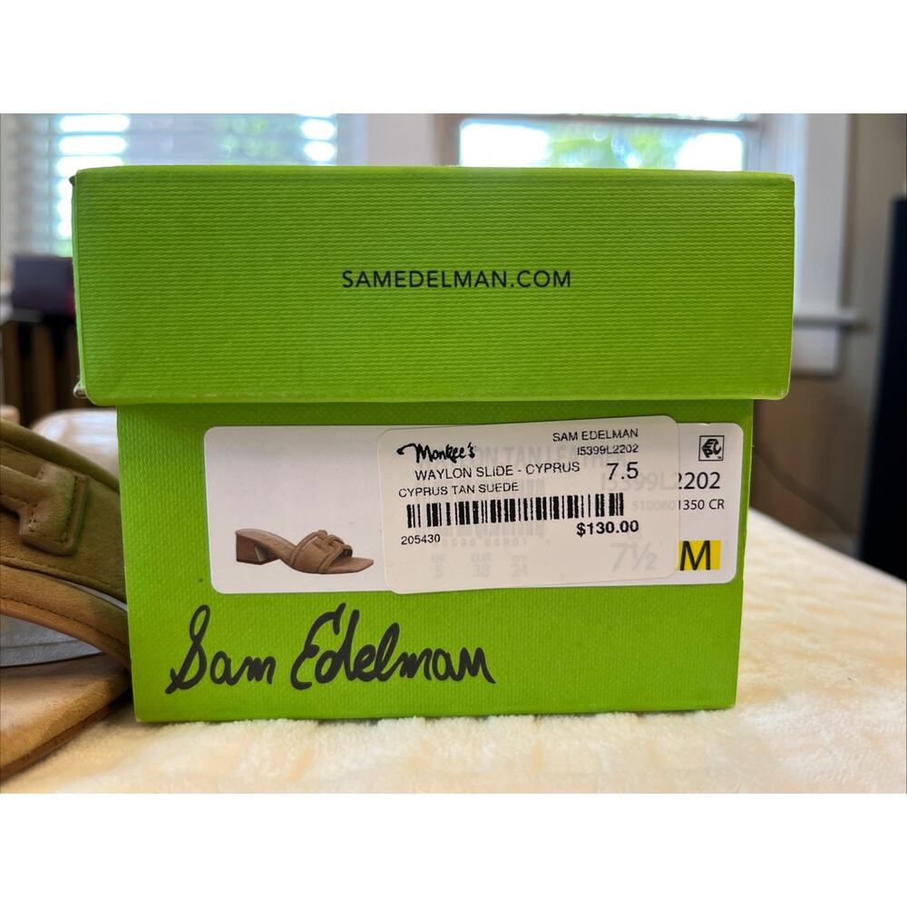 Sam Edelman Taupe Suede Slide Heels - Picture 13 of 16